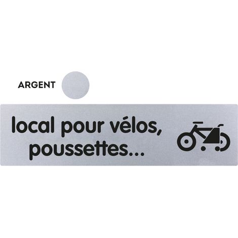 Plaque de porte Local pour vélos et poussettes- Classique argent 170x45mm - 4320816