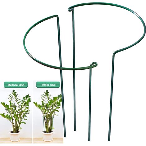 Lot de 2 tuteurs métalliques robustes pour plantes grimpantes, support pour fleurs, légumes et autres végétaux, avec poteau de fixation.