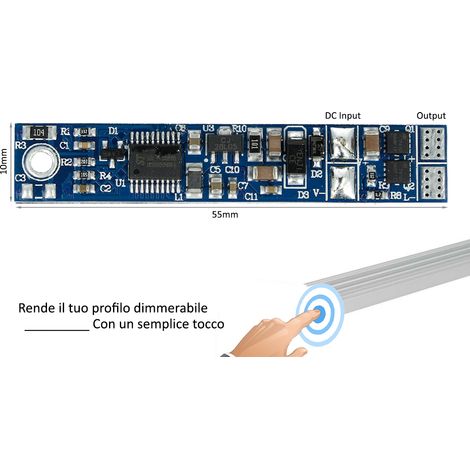 Interruttore Led Dimmer Sensore Touch Tocca Profilato Alluminio 12V 24V 3A Con Memoria Max 3 Metri (1/3)