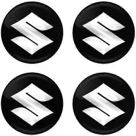 Vier 56-mm-Radnabenkappen-Logoaufkleber für Suzuki Jimny, Grand Vitara, SX4, Swift und Alto (Schwarz). (1/5)