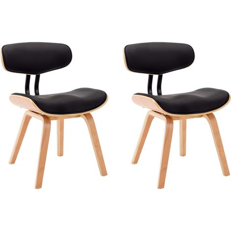 Maison Exclusive - Esszimmerstühle 2 Stk. Schwarz Bugholz und Kun