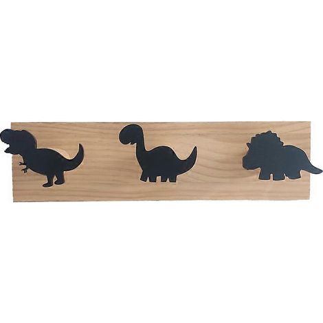 Dinosaurier-Wandhaken für Kinder, Türhaken aus Holz für Jungenzimmer oder Spielzimmer – Schwarz (1/5)