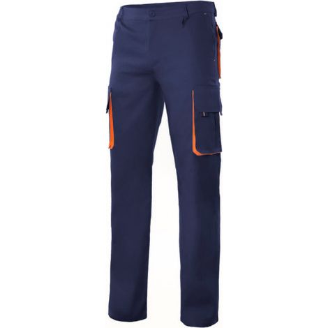 Pantalón bicolor para industria base con refuerzo VELILLA Serie 103004 34 Azul marino / Naranja
