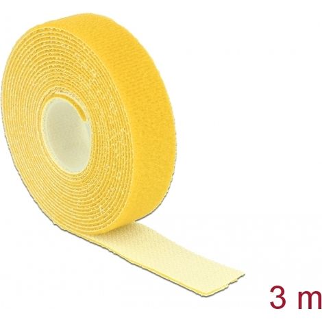 Delock Cinta de gancho y bucle en rollo LA 3 m x AN 20 mm amarillo