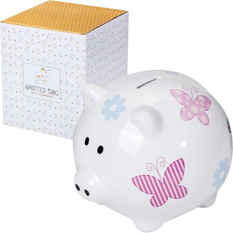 Tirelire Enfant, Céramique Tirelire e pour Filles Garçons et Adulte, Mignon Animaux Themé Maison Chambre Décoration, Cadeau pour Les Amoureux du Cochon, Fleur (1/5)