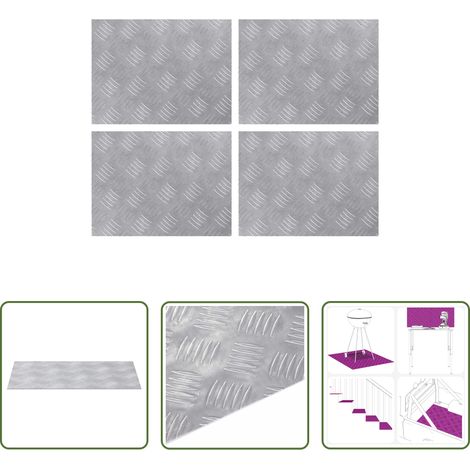 Aluminium Treppenstufen - Treppe Tritt Rechtwinklig 4 pcs Silber 40 x 30 cm Aluminium
