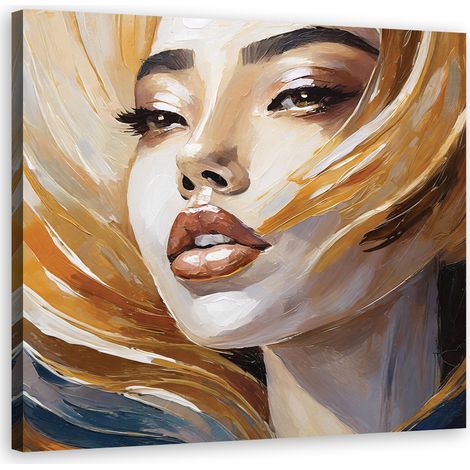 Tableau déco Femme Portrait peint 50x50 (1/5)