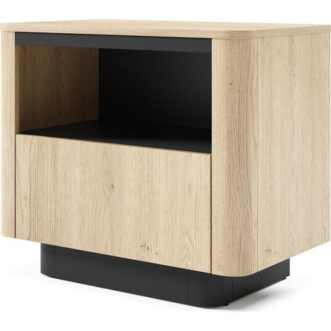 Selsey Torro– Nachttisch mit 1 Schublade, Cremona Eiche/Schwarz, 63 cm