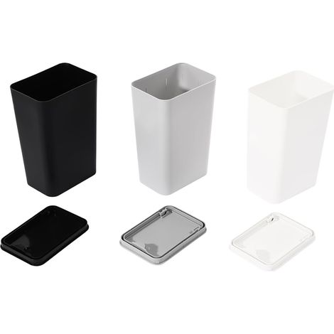 Juego de 3 cubos de basura con tapa, cubo pequeño con tapa, para cocina, dormitorio, oficina, baño. (1/5)