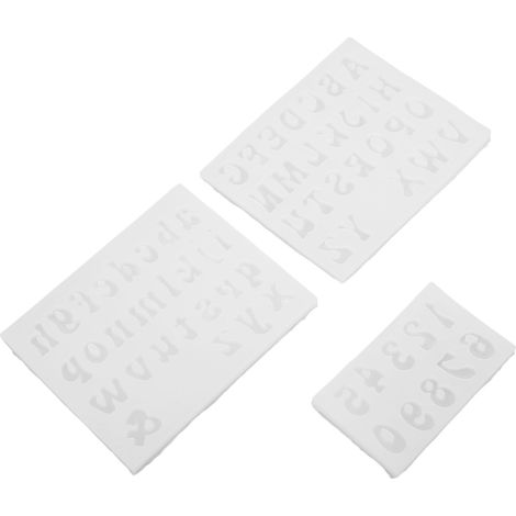 Lot de 3 moules en silicone transparents pour lettres et chiffres, parfaits pour la pâtisserie, les desserts, les bonbons, les chocolats et les gâteaux. (1/5)