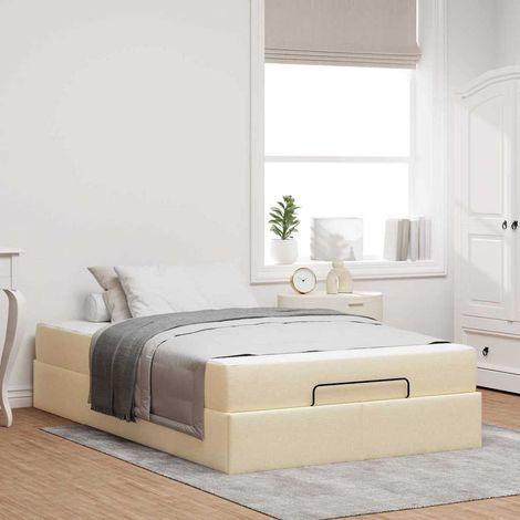 vidaXL Struttura del letto con materasso Crema 120 x 200 cm Tessuto (1/5)