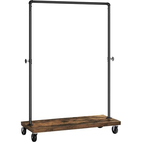 Stender appendiabiti industriale con ruote e ripiano in legno (1/5)