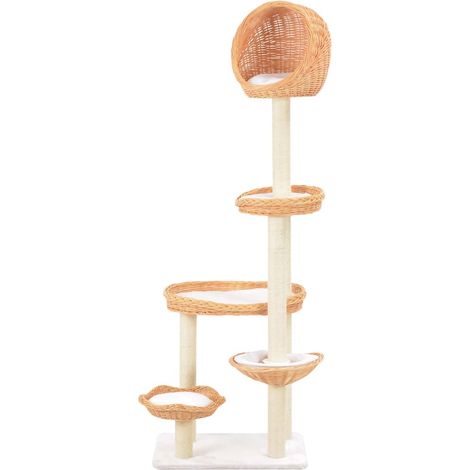 Maison Exclusive - Albero per Gatti con Tiragraffi in Legno di Salice Naturale (1/5)