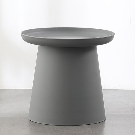 Table d’appoint ronde grise en plastique, petite table basse moderne et minimaliste pour salon, bout de canapé, balcon, chambre et petits espaces (1/5)