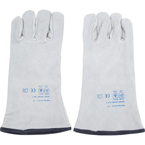 Paire de gants de soudure pleine paume, résistants à l'usure et à la chaleur, en cuir de vache gris, protection des mains pour manutention (1/5)