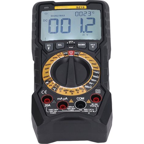Multimètre de haute précision avec affichage numérique LED, alarme sonore et visuelle, testeur de tension et de courant, noir. (1/5)