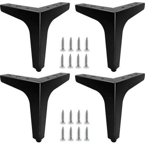 Set mit 4 schwarzen Metall-Möbelbeinen, 15 cm, robuste Sofabeine, Couchtischbeine, Tischerhöhungsbeine ermöglichen das Erhöhen oder Ersetzen von Nachttischen, Sofas, TV-Ständern und Sesseln (1/5)