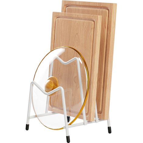 Rack De Rangement Pour Planche À Découper - En Fer Carboné Noir Antirouille - Autonome Pour Comptoir - Convient Pour Plats Bols Couvercles De Casseroles - 1 Pièce (1/5)