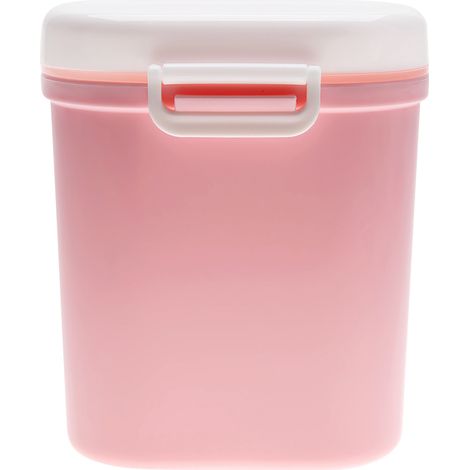 1 distributeur de lait en poudre, PP alimentaire, étanche avec couvercle et racleur intégré, pour bébé et collations, rose (1/5)