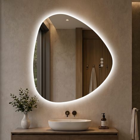 Illuminated Bathroom Mirror LED Backlit 3 Colour, Demister, Touch Sensor 70x80 cm – S’AFIELINA