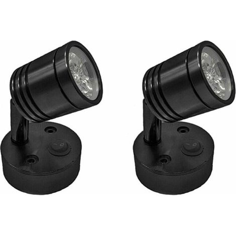 2 pièces 12V LED Spot Lampe de Lecture Murale Lampe de Chevet Interrupteur réglable Camping-Car Caravane cylindrique Flexible éclairage intérieur pour Bateau Camping-Car (Noir)-LIAIKI (1/5)