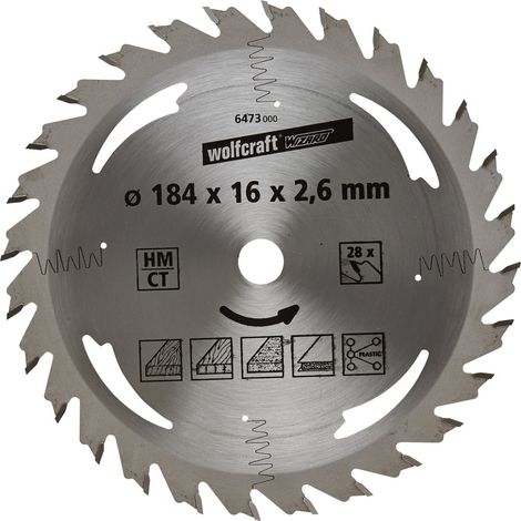 Wolfcraft Kreissägeblatt Serie silber Ø 184 mm Bohrung Ø 16 mm Sägeblätter & Sägehilfen