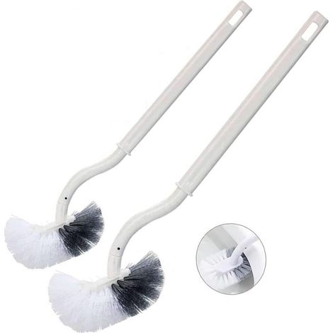 Lot de 2 Brosse toilette, Manche incurvé 39cm, Tête inclinée, ABS et PP, Nettoyage recoins (1/5)