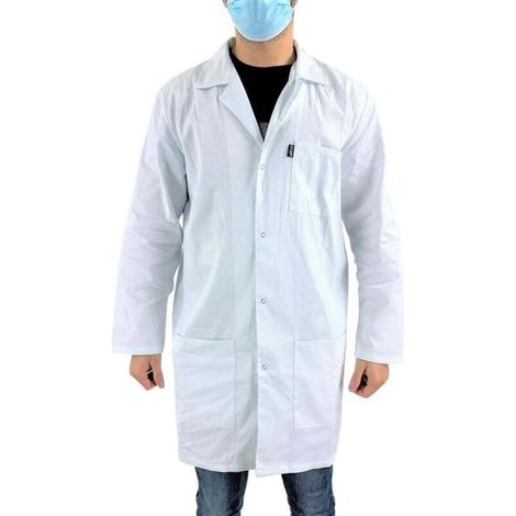 – Blouse blanche chimie 100% coton – Résistante aux lavages à haute température – Système de boutonnage par pression – Unisexe – Taille 3XL (1/4)