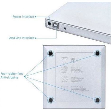 Lecteur-Graveur CD-DVD-RW - - Portable Externe USB - Compatible CD/DVD - Argent - Prise en main facile (1/4)