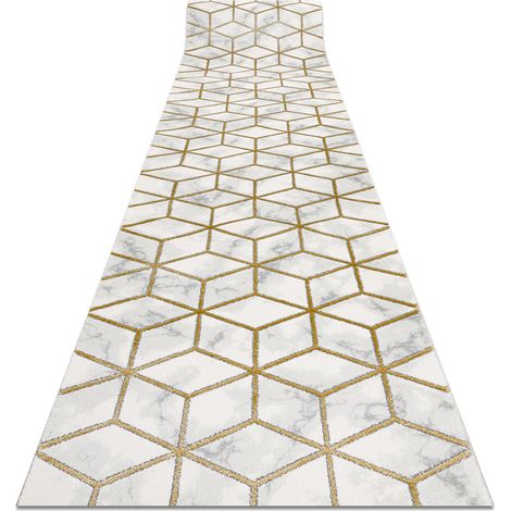 Passatoia EMERALD esclusivo 1014 glamour, elegante cubo crema / oro 70 cm yellow 70x700 cm