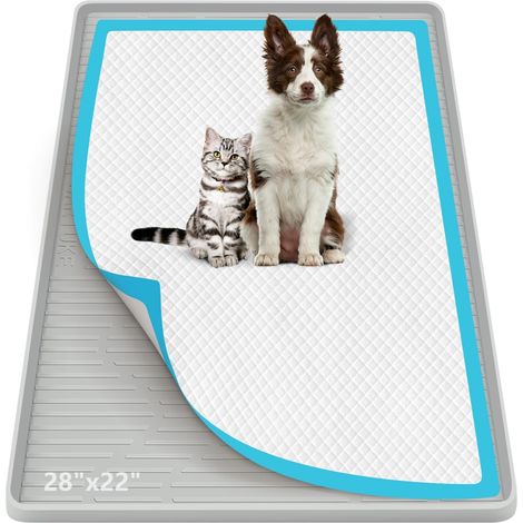 Tapis pipi pour chiens, 71,1 x 55,9 cm, grand plateau en silicone à bord haut, anti-fuite, sans déversement, support pour chiot, chat, lapin, tapis d'entraînement pour protection du sol (1/5)