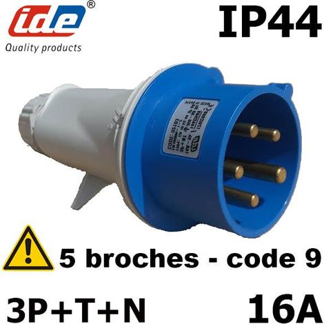 Prise mâle CEE 3P+N+T 16A étanche IP44 (1/2)