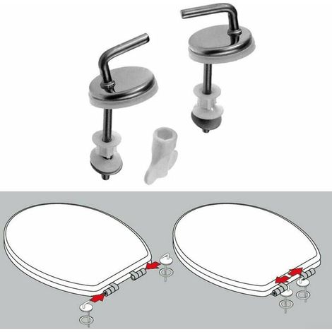 Set of 2 Toilet Seat Hinges, Replacement Hinges Made of Zinc Alloy Toilet Seat Stainless Steel for Toilet Lid Attachment (1/5)