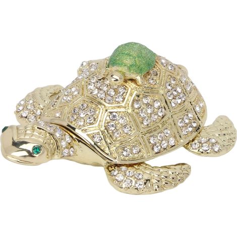 Boîte à Bibelots, Forme De Tortue De Mer Verte, Matériau en Alliage à Fermeture Magnétique 2,8x5,2x6,5 Cm, Boîte De Rangement De Bijoux pour Bibelots d'animaux pour Cadeaux (1/5)