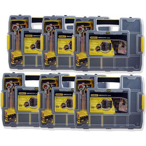 Stanley STA197483 Sortmaster Junior Organiser Tool Box Seal Tight 1-97-483 x6