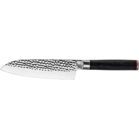Couteau SANTOKU KOTAI de la collection "Pakka" avec lame de 18cm en lame de acier inoxydable japonais 440C avec manche de bois Pakka et étui de bambou (1/5)