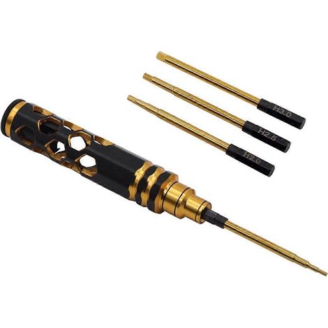 Tournevis à tête hexagonale, kit d'outils pour voitures, crawlers et hélicoptères radiocommandés, 1,5/2,0/3,0 mm, noir et or - FFY (1/4)