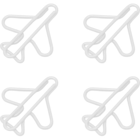 Lot de 100 trombones mignons en forme d'avion, recouverts d'un fil métallique léger et résistant, pour le travail, les études et le tri de documents (blanc). (1/5)