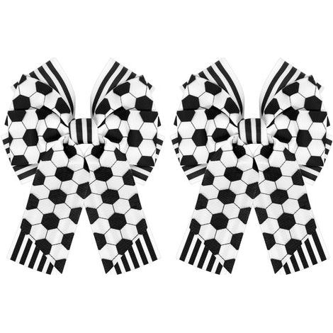 Lot de 2 pinces à cheveux nœud papillon ballon de football, accessoires de football féminin, coloris noir et blanc, cadeau pour les joueuses (1/5)