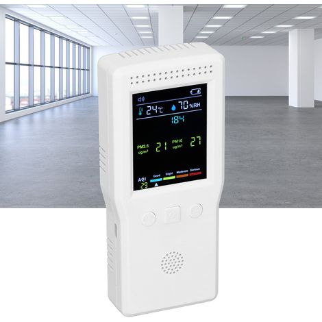 Moniteur de qualité de l'air 9 en 1 avec écran LCD : PM2.5, PM10, HCHO, TVOC, CO2, IQA, température et humidité. Moniteur de qualité de l'air multifonctionnel (1/5)