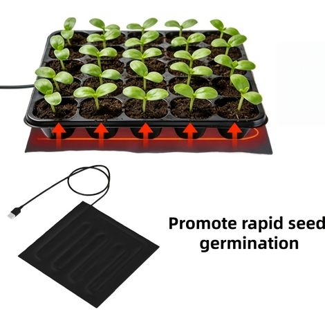 Tapis chauffant pour plantes 22 x 22 cm – Stimule la germination, température constante via USB, adapté aux serres d'intérieur (1/5)