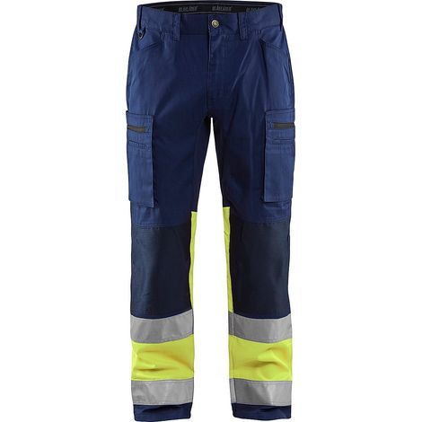 Pantalon de travail haute visibilité stretch 1551 - Marine/Jaune fluo XS - FR(38) - SE(C44) - Courtes