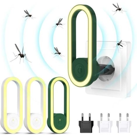 Répulsif antiparasitaire à ultrasons, 4pcs électronique Antiparasitaire Intérieur pour Moustiques, Souris, Araignées,Cafards,Mouches (1/4)