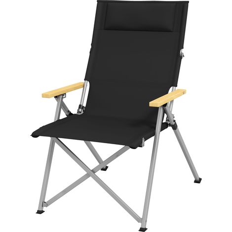 Chaise de pêche pliante portable dossier réglable appui-tête rembourré noir 74x59,5x98 cm
