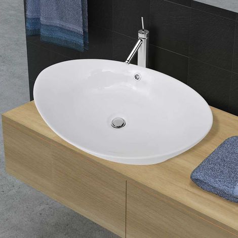 Lavabo ovale - Vasque à poser Lavabo à poser en céramique avec trop plein 59 x 38,5 cm BV947701 - BonneVie (1/5)