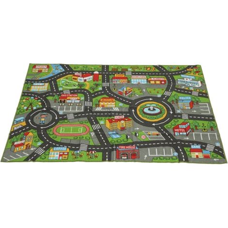Tappeto gioco per bambini 200 x 150 cm in poliestere, antiscivolo, motivo città (1/5)