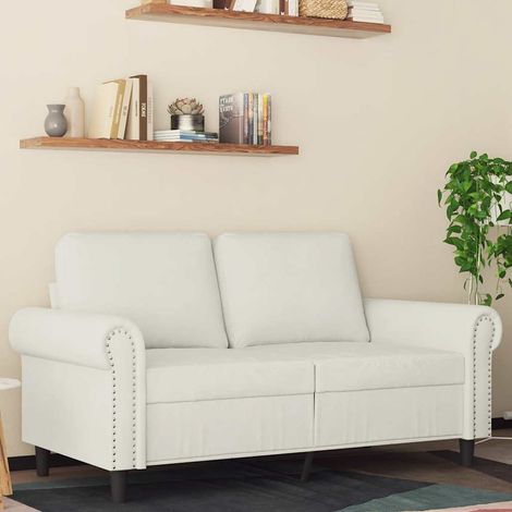 Canapé-Sofa à 2 places Crème 120 cm Velours 629969 (1/5)