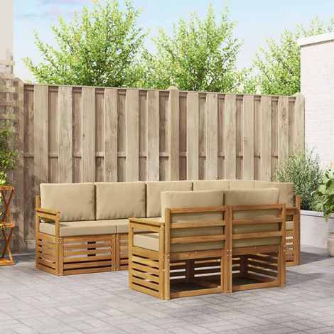 vidaXL Ecksofa Set mit Kissen 7 pcs Natur und Beige (1/5)