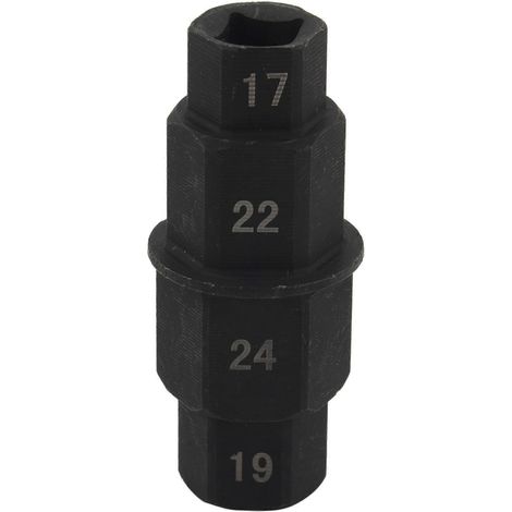 Outil pour axe hexagonal de moto - 17 mm, 19 mm, 22 mm, 24 mm - Adaptateur de douille pour axe de moyeu de roue avant hexagonal 3/8 pouce (1/5)