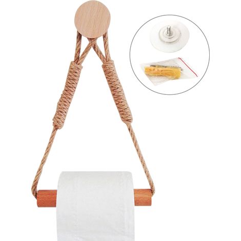 Porte-papier toilette sans perçage, porte-rouleau de style industriel, porte-serviettes pour salle de bain, décoration vintage, corde industrielle (1/5)